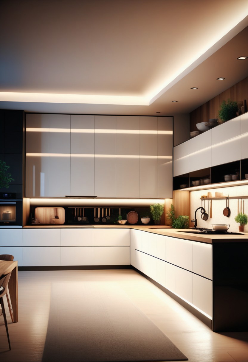 a Jed-Modern kitchen, masterpiece, full of details,ambient light, photorealistic, sharp and in focus