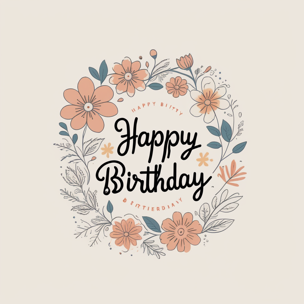 intricate flowerish logo design with text:"happy birthday" <lora:text:.7>