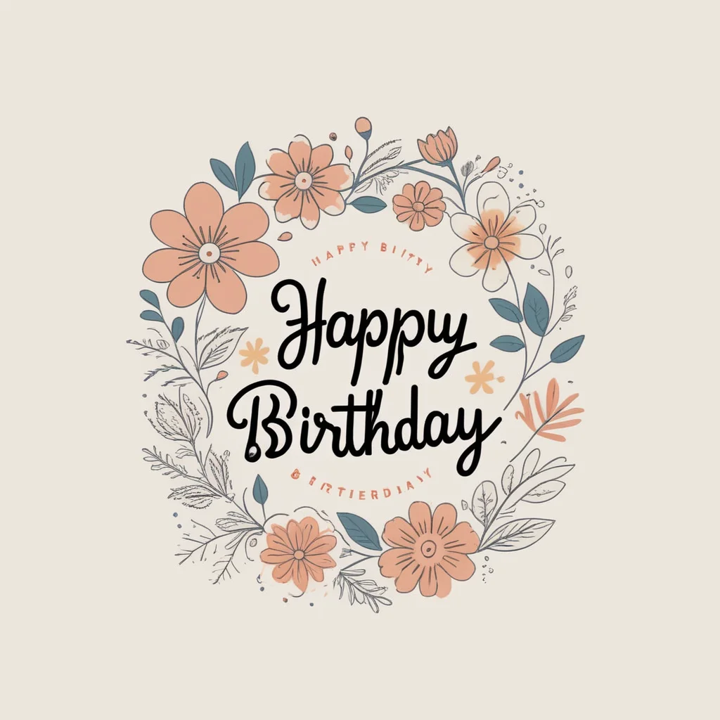 intricate flowerish logo design with text:"happy birthday" <lora:text:.7>