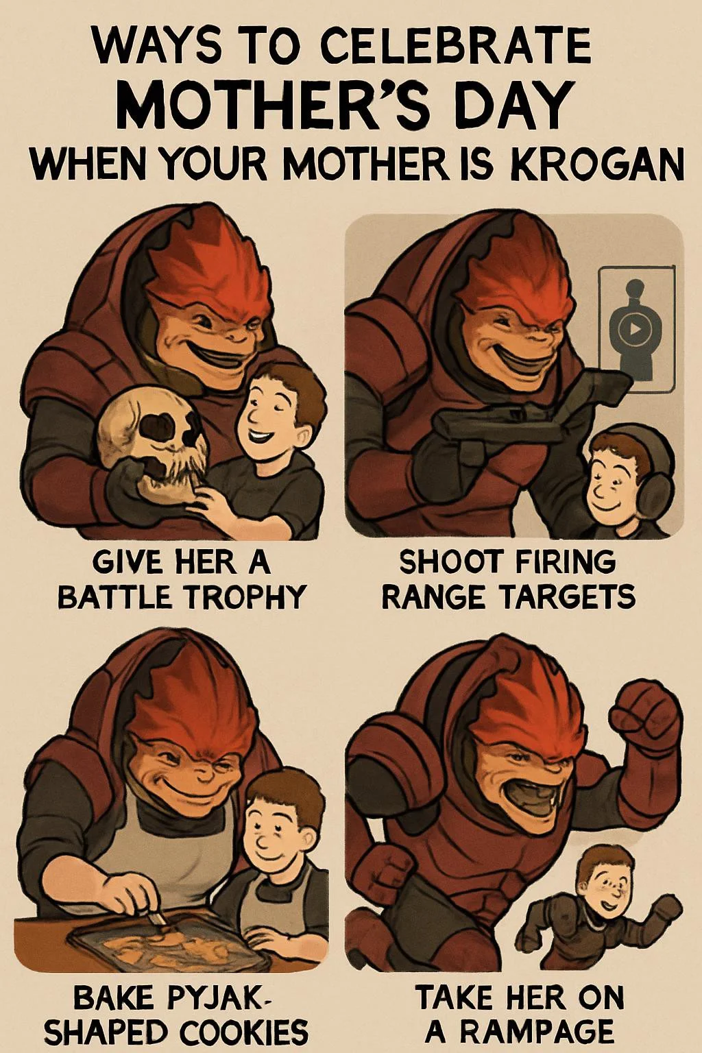 Ways  to celebrate mother's Day when your mother is a Krogan