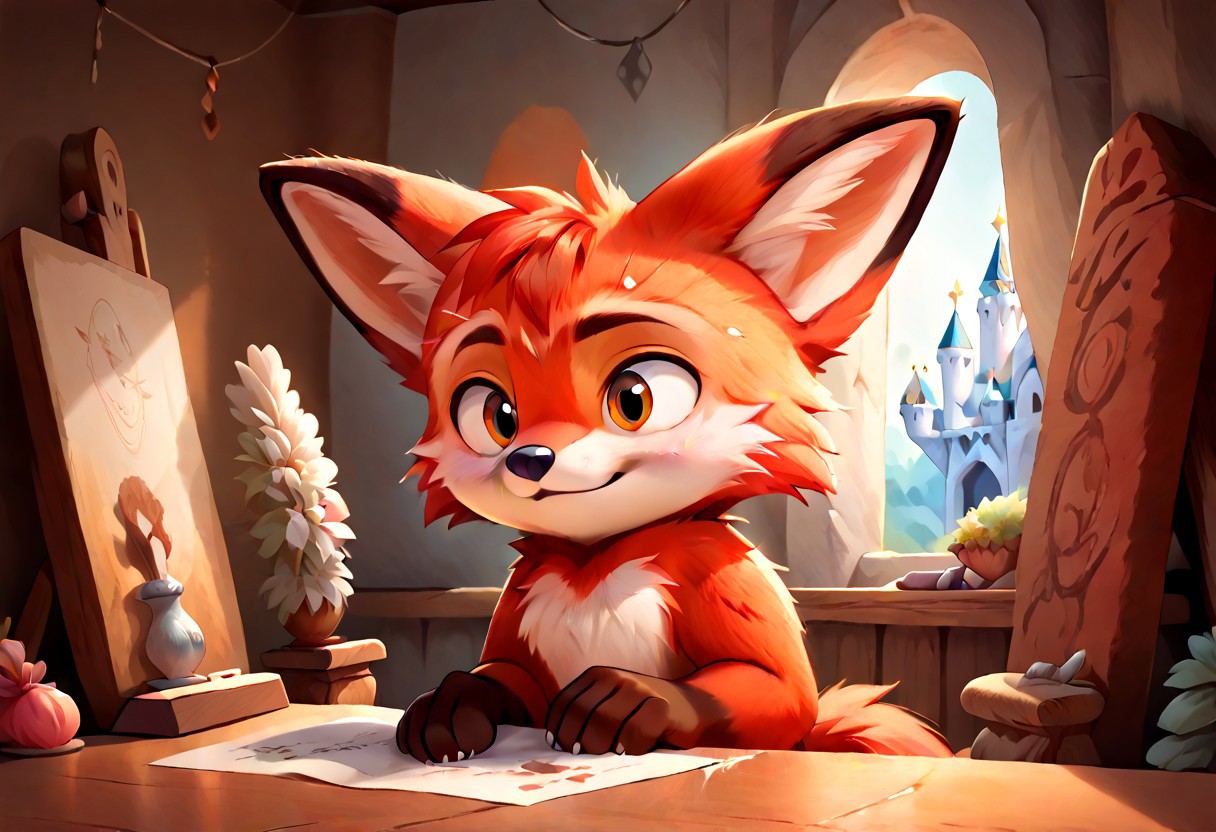 score_9, score_8_up, score_7_up, score_6_up, score_5_up, score_4_up, 
Sonic, g5, 1boy, <lora:Fox_Character_PonyXL:0.8> ,  Foxy, two long ears, fur, anthro, 1boy,  Fox, inside, rich colors, crystal castle, Crystal Empire, crystal heart in the center of the square, presents a painting of rabbits and pony, aroused, front view, detailed background, Tails the foxy, solo, detailed, 8k quality, side view, beautiful, teasing, easel and brushes, leaned to the floor, close up, freely actions,