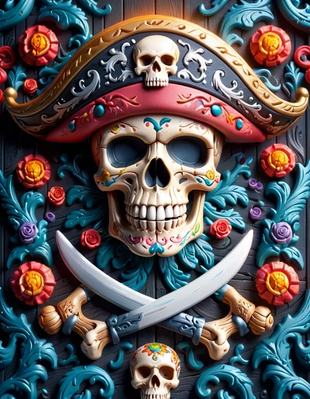 masterpiece, best quality, 4K, 8K, ultra detailed background, delicate pattern, complex detailed background, colorful studio lighting, fantastic, skull pirate <lora:ral-plymbl-sdxl:1> ral-plymbl