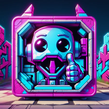 DonMSt0pS1gnXL fuchsia, aqualish, thumbs up ,graffiti writing, retrofuturism, product development, normal mapping, anvilnext engine, minimalist, high dynamic range, cross-section view, screen space reflections (ssr), focus blur, uhd, groundbreaking, tone <lora:DonMSt0pS1gnXL-000006:0.75>