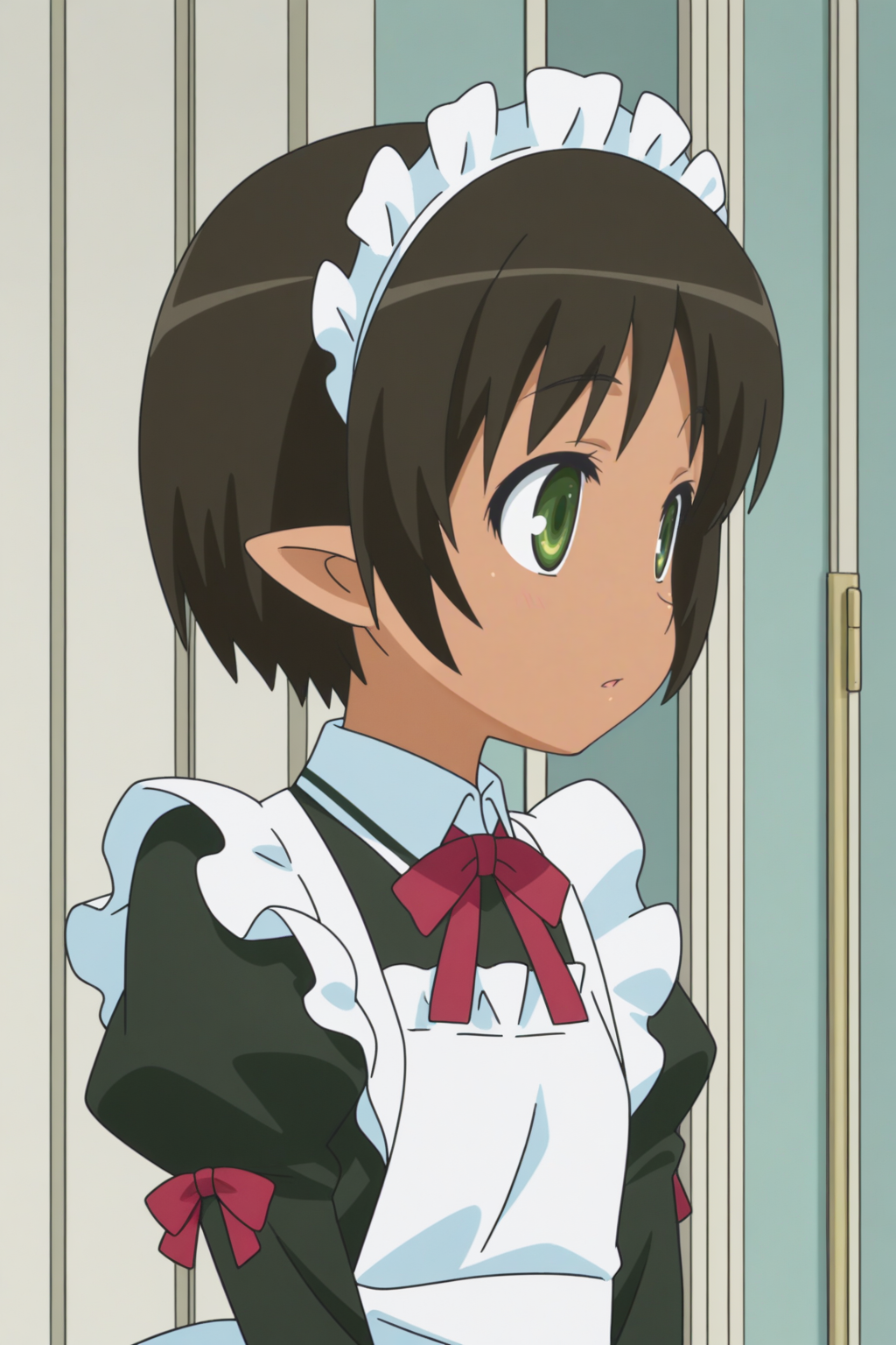 cuthfleda, maid, elf, anime coloring <lora:Astarotte_no_Omocha_-_illustrious:0.8>