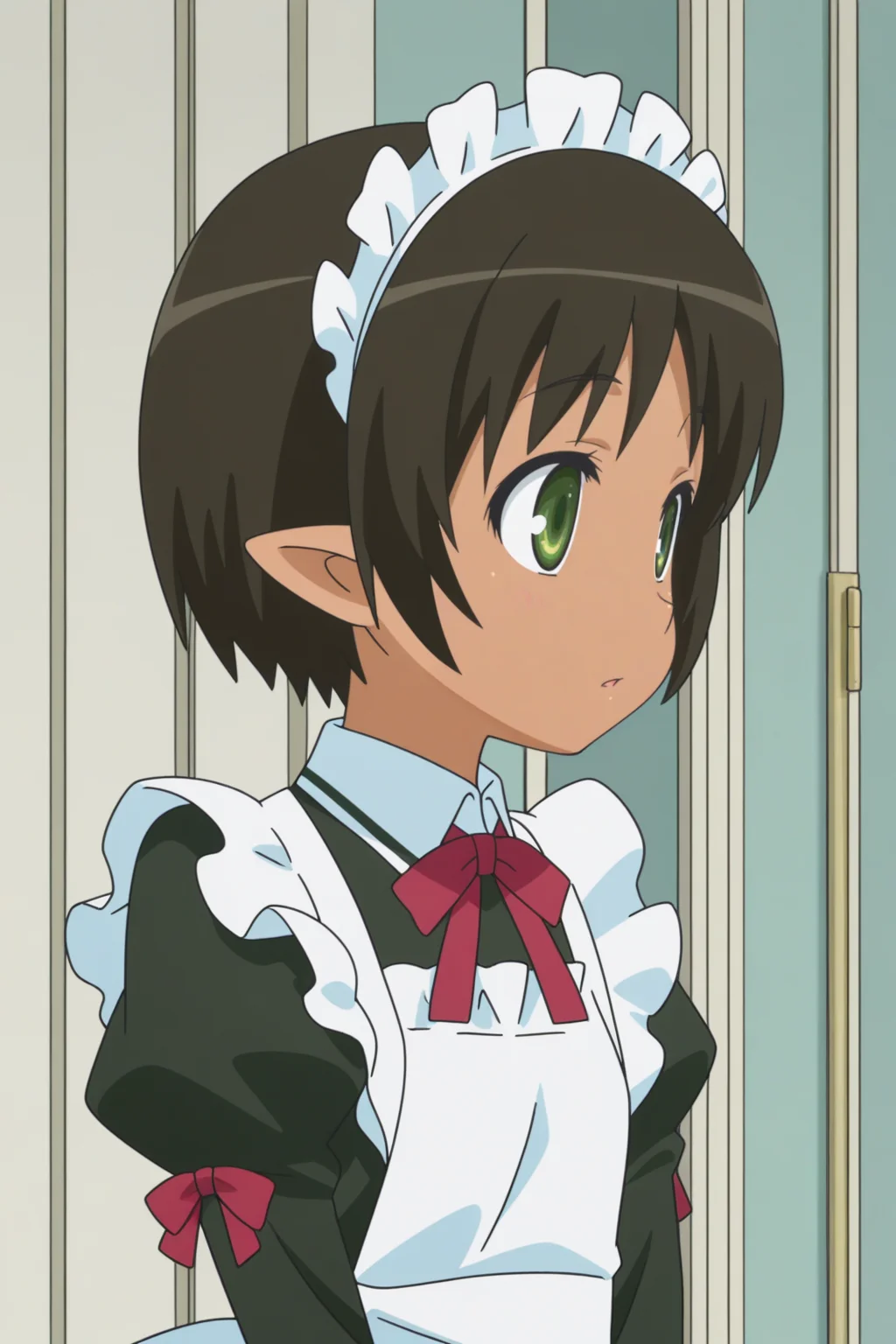 cuthfleda, maid, elf, anime coloring <lora:Astarotte_no_Omocha_-_illustrious:0.8>