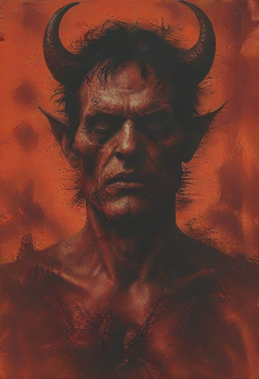 scary Satan, morbid, red undertone to skin