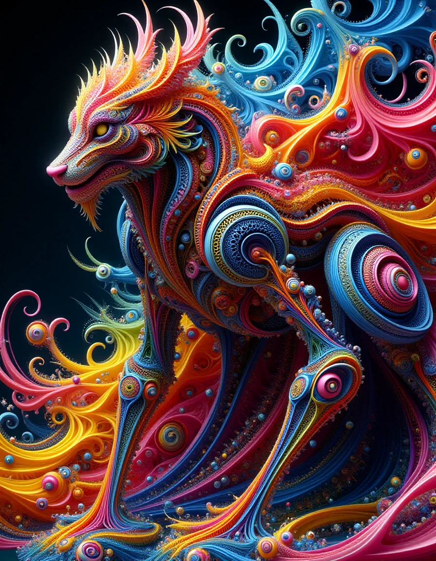 meahophontron of colorful made of ral-frctlgmtry <lora:ral-frctlgmtry_flux:1>
