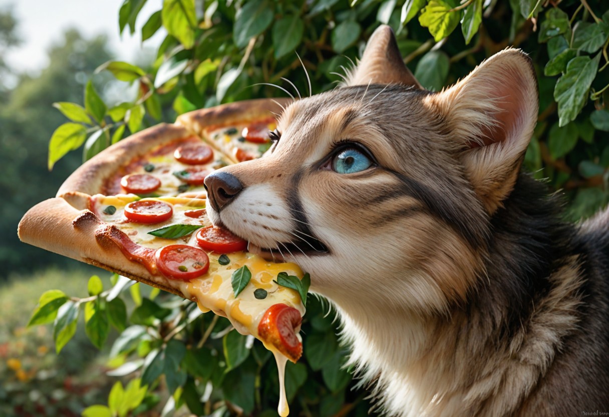 score_9, score_8_up, score_7_up, score_6_up, score_5_up, score_4_up, fur,anthro, g5, rich colors, front view, detailed background, detailed, 8k quality, side view, beautiful, teasing, freely actions, small, sausage tree, flying pizza like a marten, pizza,