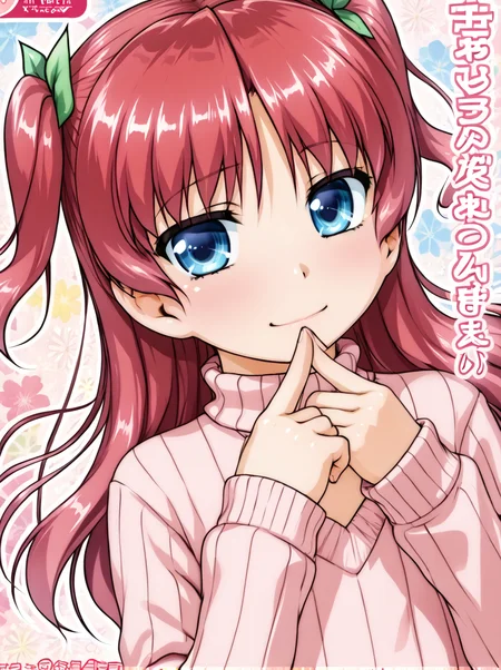 detailed background, shiny skin, posing, rating safe,
<lora:aogiri.pony:1>,
aogiri, kazumi, ,
two side up,
sweater,