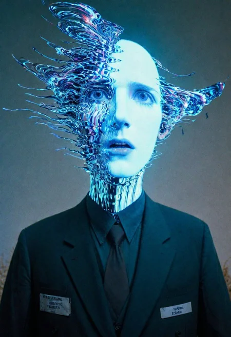 He lifts his head from his head, his eyes on strands of eyes, and in the glitch light handmade and homespun, he sees the visions of pasts lost in enigmatic phantoms and faces of light