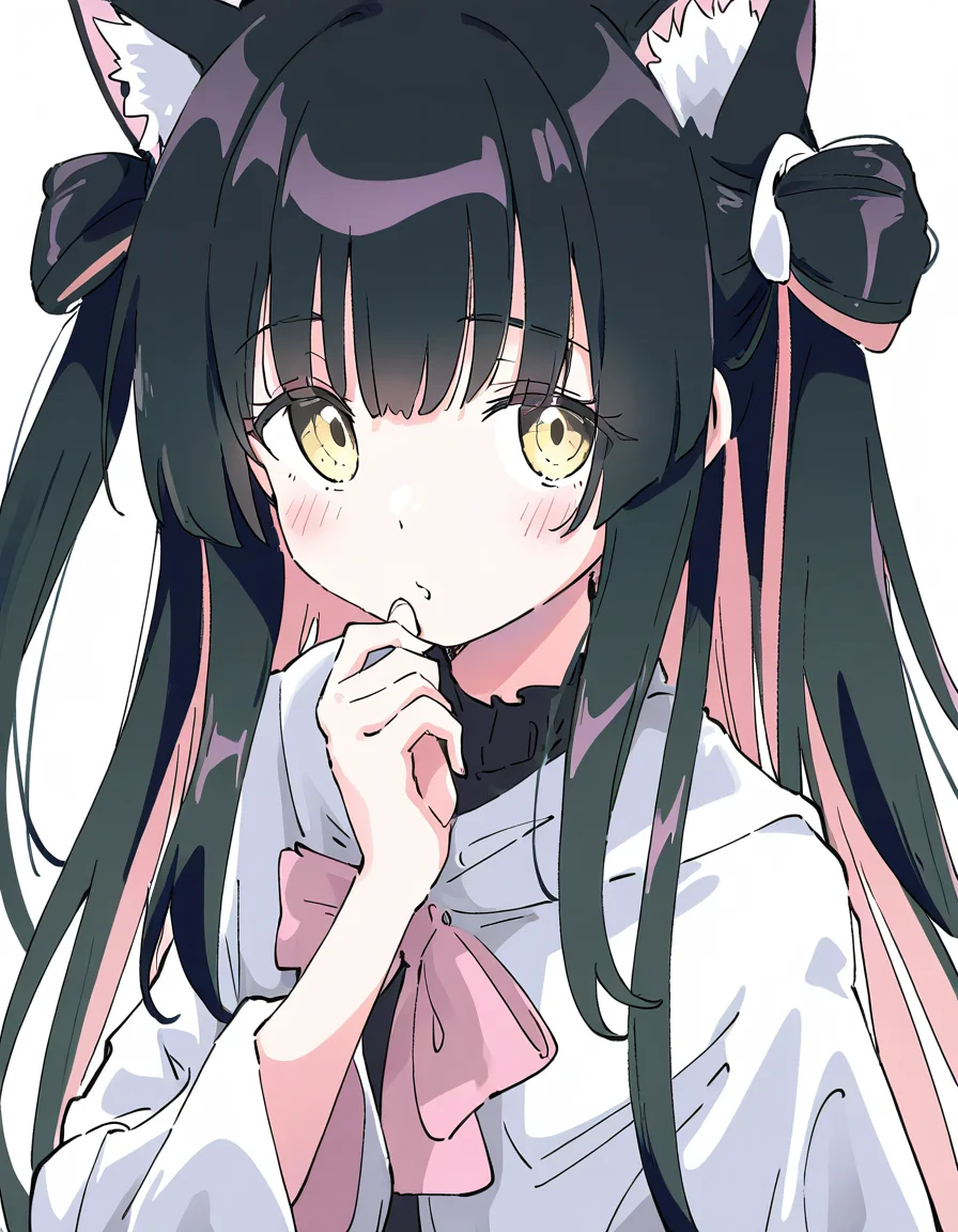 yuugure,1girl,solo,<lora:yuugure-000014:1>,simple background,white background,looking at viewer,black hair,, masterpiece, best quality, very aesthetic, absurdres,newest, incredibly absurdres,, (Ixy:0.6)),(hiten \(hitenkei\):0.7),