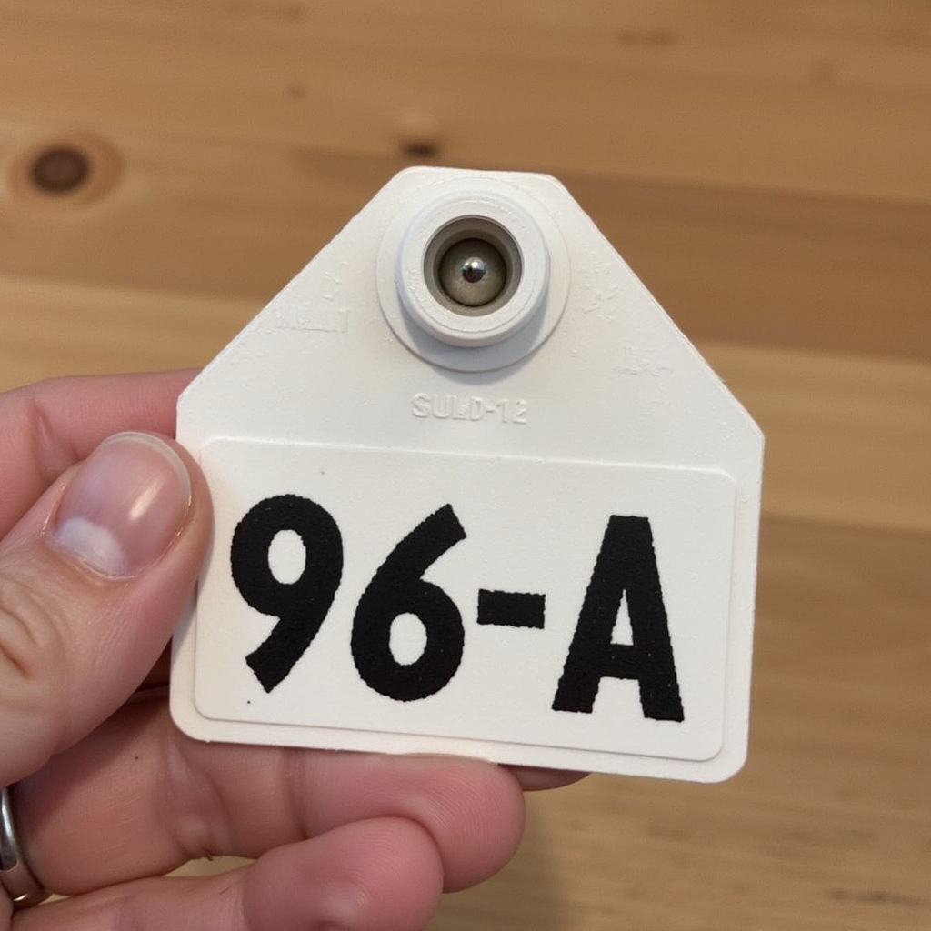 photo of a cattletag with the text "978-A" written on it