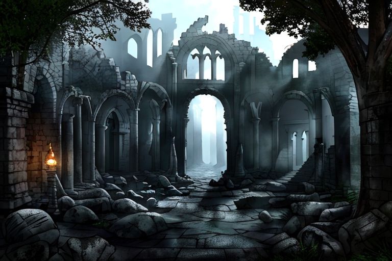 (masterpiece:1.2), (best quality,:1.2), 8k, HDR, ultra detailed, ((photorealistic)), professional light, cinematic lighting, fashion photography, ambient lighting,<lora:detail_slider_v4:3>, sinister ruins in a dark forest, FanRu <lora:FantasyRuins-10:0.7>, epiCPhoto