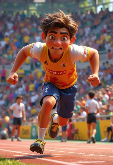 score_9, score_8_up, score_7_up, source_cartoon, solo, full body, running, angry face, in olympics, man