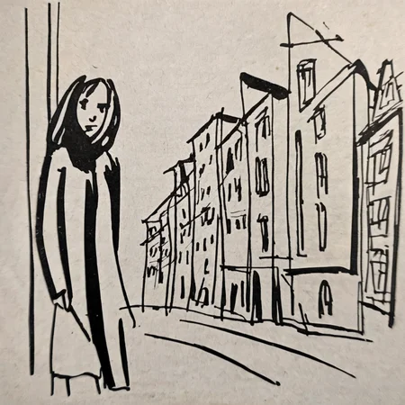 drawix15 girl in city <lora:drawix15:0.7>