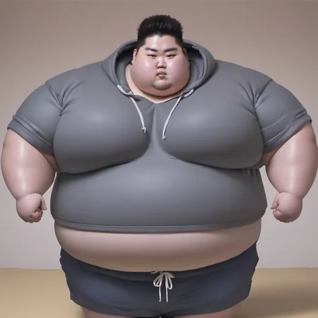 <lora:runga_8.1:0.65>thick arms, fat japanese young man, obese, superchub, male focus, fattest, fat,(hoody:4.0)