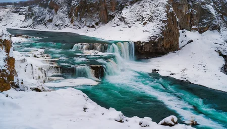 Winter Waterfall,water,no humans,scenery,outdoors,sky,nature,day,masterpiece,best quality,<lora:Winter Waterfall:1>,