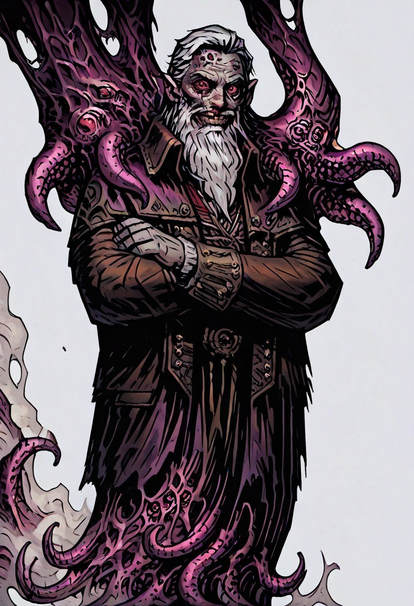 masterpiece, best quality, newest, absurdres, highres, TTCSV1.0, BDCV1.0, DDEG-V1.0, eldrich abomination
horror (theme)
extra eyes, Tentacles, monster boy, 1boy, pale, pale skin, white hair, red eyes, poiny ears, fog smoke, grin, mist, beard, facial hair,




