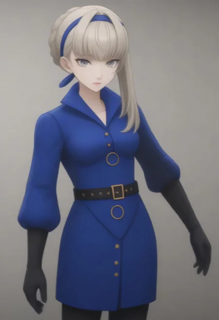 source_anime, anime screencap, source_anime, auratheguillotine, anime screencap, masterpiece, source_anime, shiny skin,,,,,,,,masterpiece,meropep5x, blonde hair, hairband, braid, bangs, grey eyes, blue shirt, belt, black gloves, long blue skirt, black pantyhose,