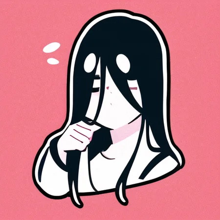 ((masterpiece)),(best quality), absurdres,sadako_yamamura,<lora:Sadakobest:0.8>, <lora:stickersAnimeStyle_v10:0.7>,((stickers)), retro ,(high quality), simple background,