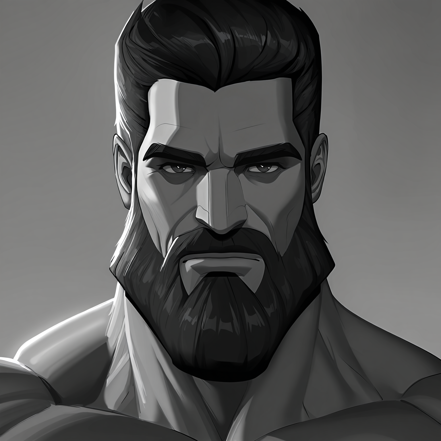 <lora:Gigachad:1> gigachad, black and white, monochrome, close-up, emperor of mankind,, masterpiece, best quality, newest, absurdres, highres, very aesthetic,