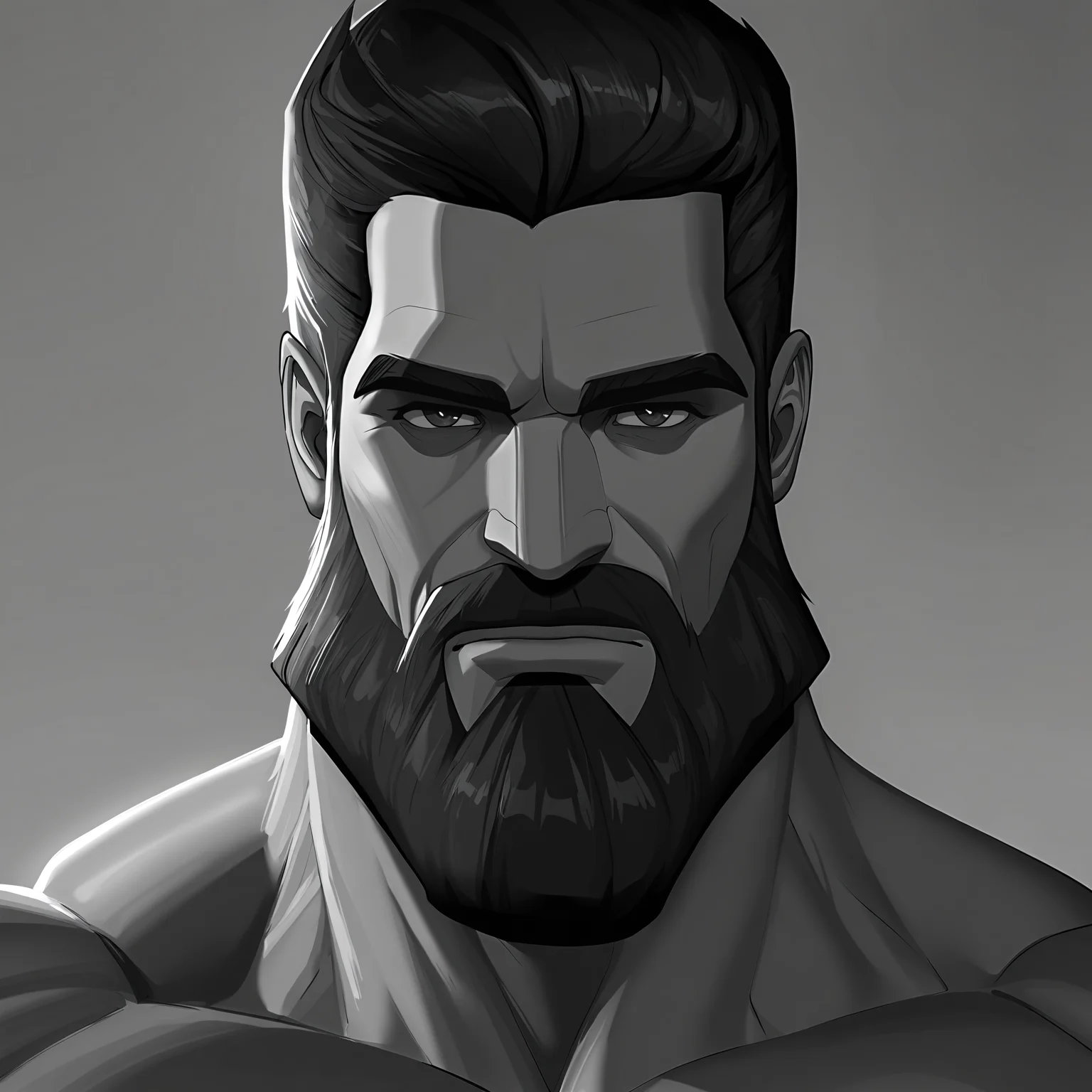 <lora:Gigachad:1> gigachad, black and white, monochrome, close-up, emperor of mankind,, masterpiece, best quality, newest, absurdres, highres, very aesthetic,