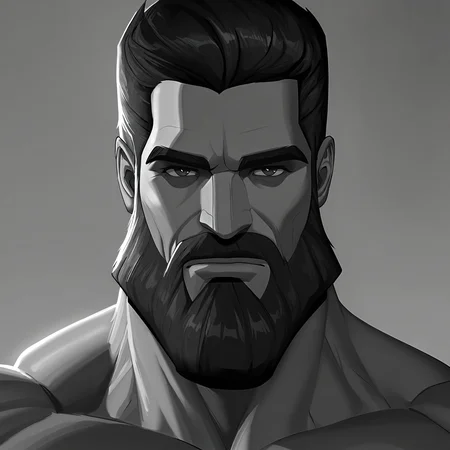 <lora:Gigachad:1> gigachad, black and white, monochrome, close-up, emperor of mankind,, masterpiece, best quality, newest, absurdres, highres, very aesthetic,