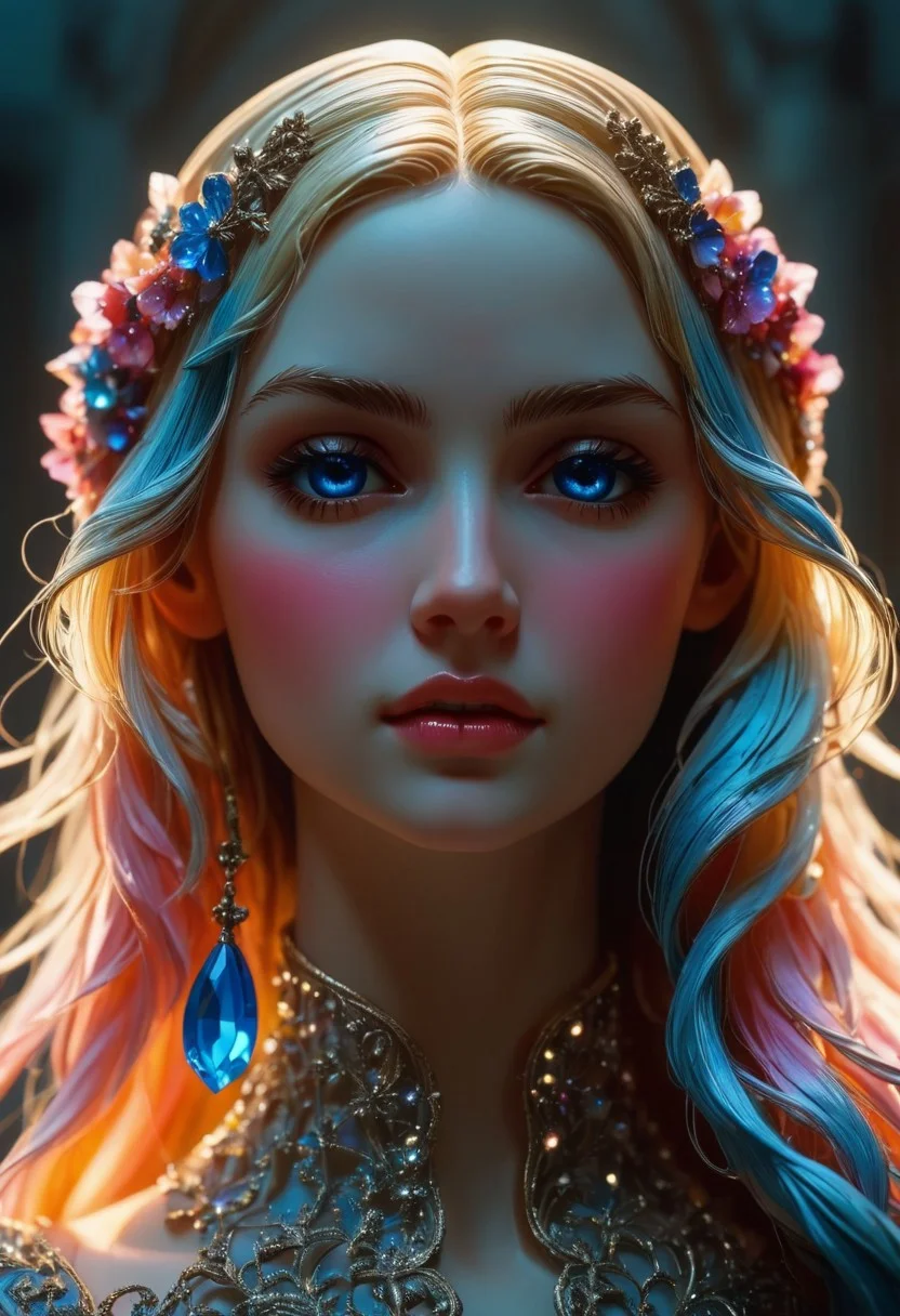 A sculpture of a beautiful feminine woman. long hair. cute face.
best quality, ultra-detailed, very aesthetic, illustration, perfect composition, intricate details, absurd, atmospheric lighting, streaks of light
Masterpiece, vibrant colors, very detailed, midjourneyv6.1, detail background, front view, full body view, cryst@l, ral-lgtblb, dark fantasy