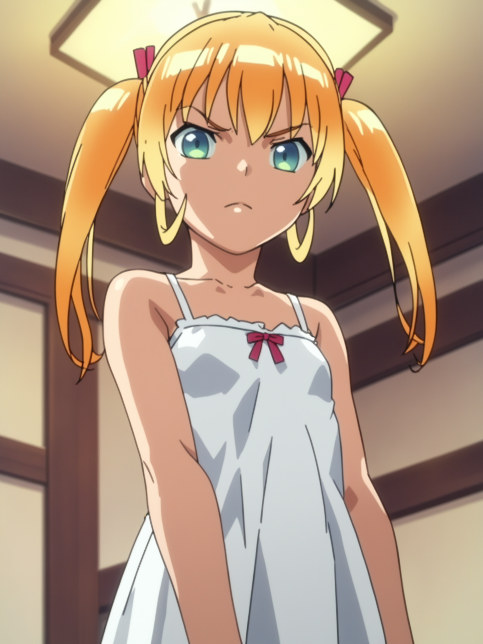 <lora:happy_tentacle-mao-v0.4-000010:0.9>, ht_mao, (blonde hair:0.7) , angry, closed mouth, indoors, cowboy shot, (petite:1.2), 1girl, solo focus, (looking at viewer:1.1), backlighting, (depth of field:0.8), (from below:0.8), <lora:Shed_The_Skin's StS_age_slider_v1_initial_release:-1.2>, score_9, score_8_up, score_7_up, score_6_up, score_5_up, score_4_up, rating_safe