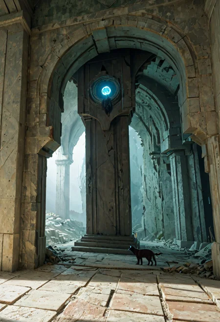 score_9, score_8_up, high quality, endless stone maze, towering cold walls, shifting labyrinth pathways, maze cloaked in thick fog, crumbling ancient corridors, slick damp floors, faint echoes of footsteps, whispers carried on the wind, closeup shot of a black cat with glowing eyes, lost and wandering, shadows stalking between walls, moonlight barely reaching the maze, withered ivy clinging to stone, hidden traps among the paths, creaking distant gates, maze walls bleeding in places, sudden dead ends, doors that vanish behind you, growing feeling of dread, soft scratching sounds, ominous statues at crossroads, cold gusts from unseen places, footprints vanishing into mist, stray patches of dark water, sudden bone piles in corners, maze that seems to breathe, echoes of a distant growl, silent watchers in the dark, time slipping and looping
