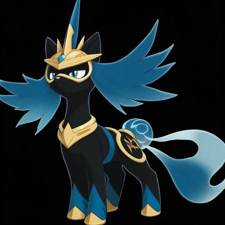 <lora:pokemon_pony_xl:1.0>, haracter, fake pokemon, ken sugimori art style, resembles a dominant battlecat fantasy creature that has a light blue, feline-like body with a long, curling tail. It has large, expressive eyes and a playful expression. On its head, it wears a helmet with a transparent visor and gold accents. Two plumes of white, ethereal smoke rise from the helmet, giving the impression of a mystical power source., score_9, score_8_up, (Masterpiece:1.3) (best quality:1.2) (high quality:1.1)