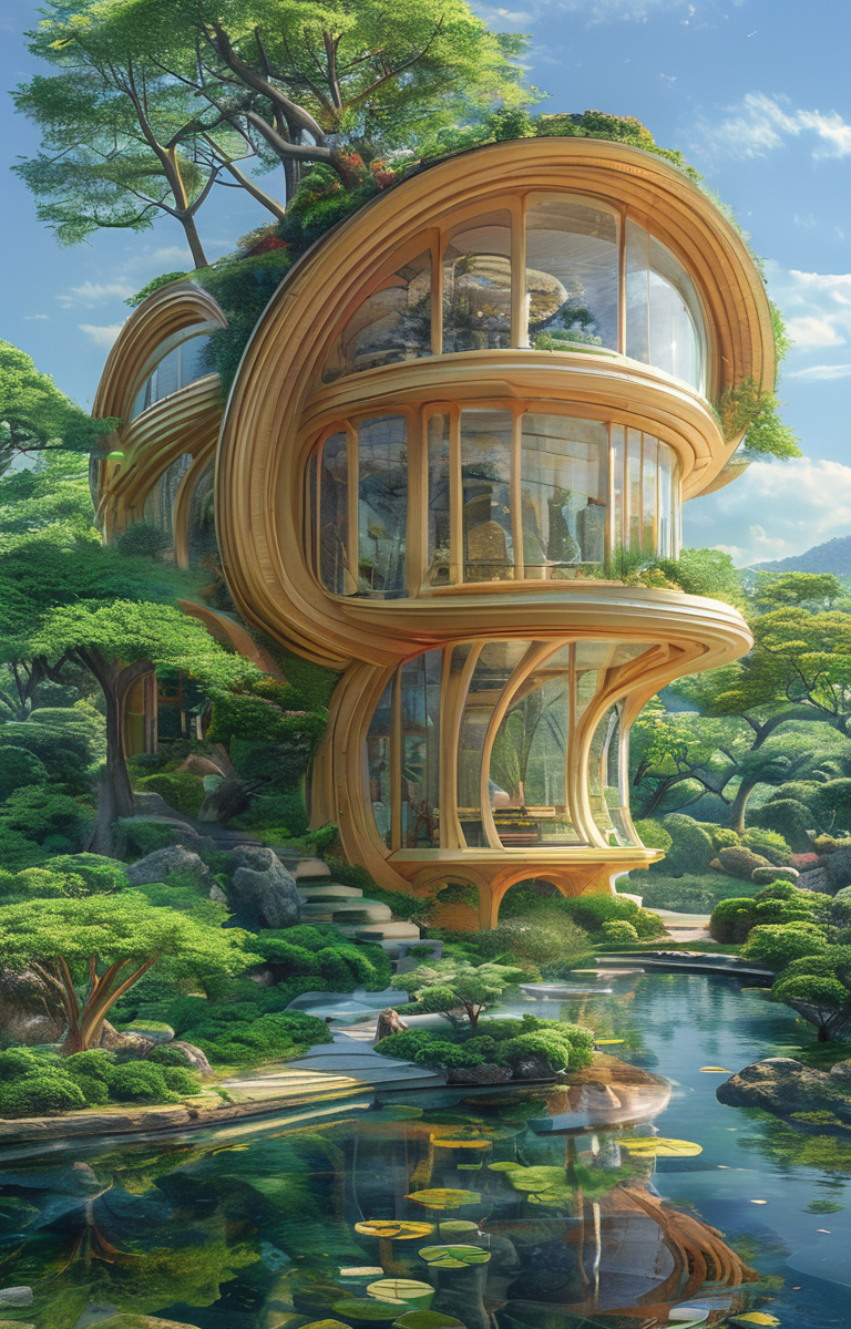 masterpiece,best quality,<lora:tbh303-sdxl:0.9>,illustration,designed by Vincent Callebaut Minimalist Japanese-inspired tea house by the sea, evoking the style of Tadao Ando