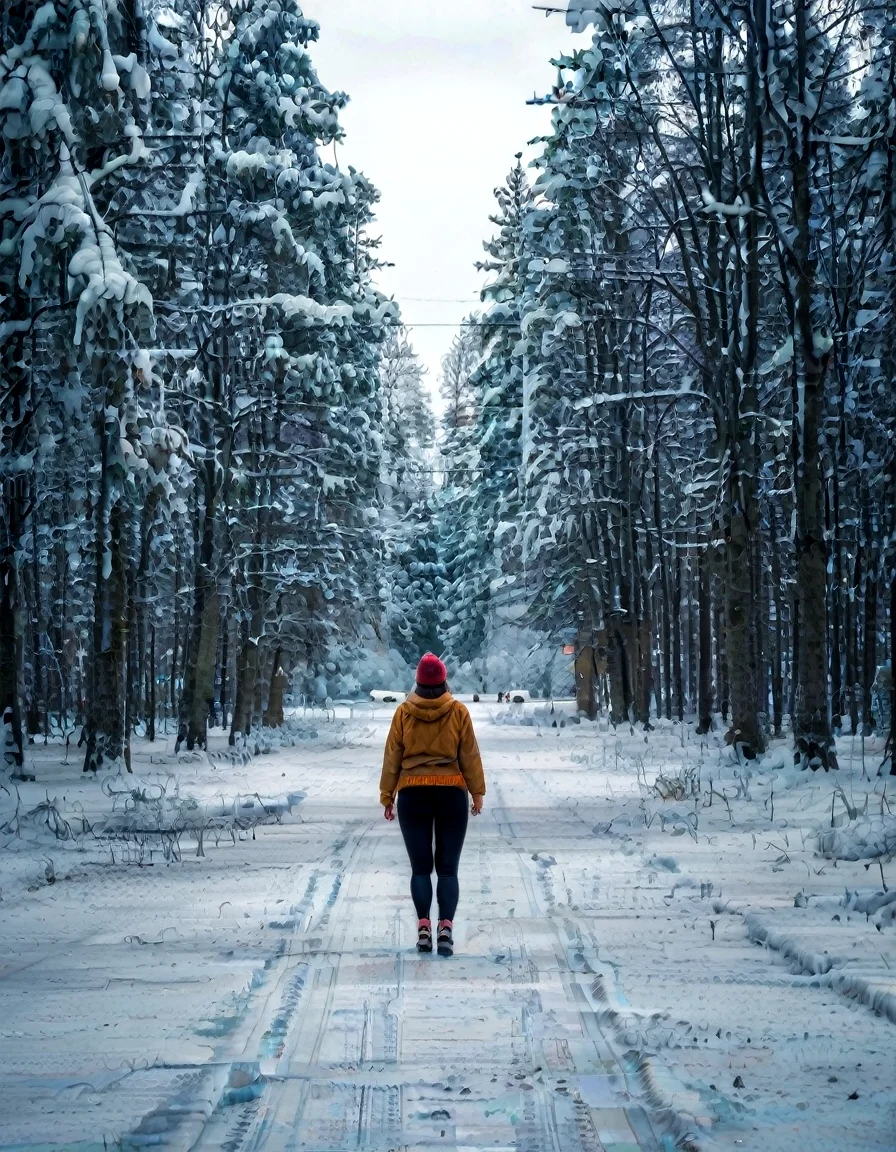 (sharp focus, 8K Resolution, golden hour, light leak, real life:1.4)shot from behind, petite gorgeous brunette white girl, (((narrow waist, insanely wide hips, insanely big ass))), jumping for joy, happy, showing off her ass, in a SNOWY LANDSCAPE, beanie, sweater, (black spandex leggings), <lora:EnvyZoomSliderXL01:2>, sitting on the ground in a field, topless ((snow, winter, snowflakes, trees in the distance, icy pond)) <lora:WhiteScene:0.89> whitescene, snowing, snow, snow everywhere, ice
