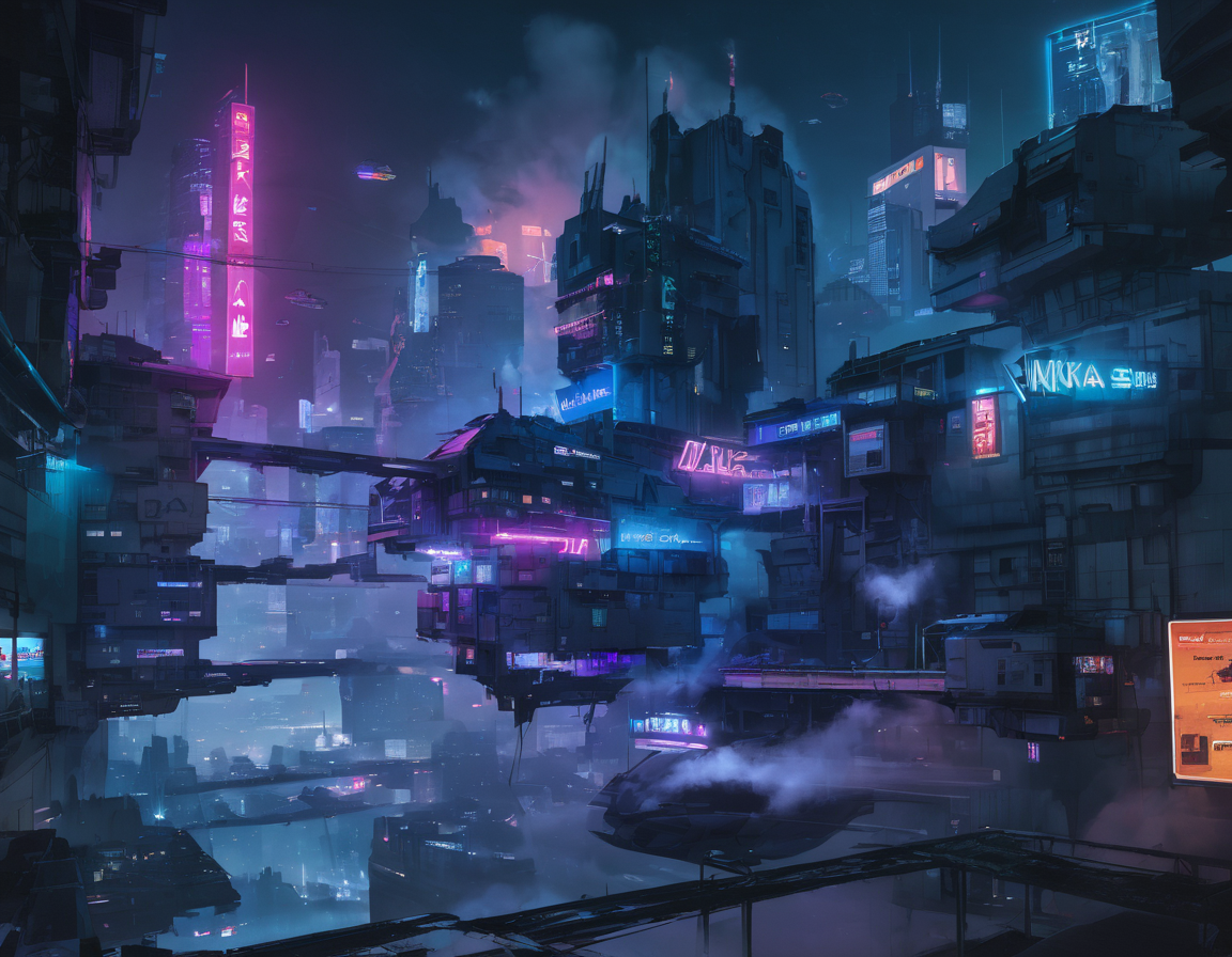 <lora:wkas:0.4>wkas, neon lights, spaceships, city, signs, smoke, cyberpunk