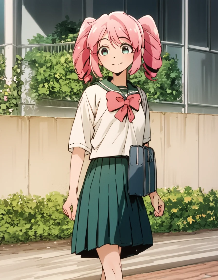 score_9, score_8_up, score_7_up, score_6_up, score_5_up, score_4_up, source_anime, , Haruka, solo, , school uniform, walking, smile