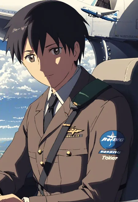 Takaki Toono, Black Hair, Brown Eyes, Pilot, Comercial Airplane, Boeing