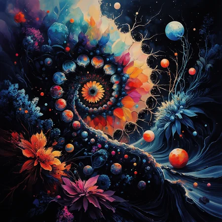 A fractalex digital painting in a 
gothic style a compelling use of (snellâs law) how light travels through the lenses of spheres creating a gateway to other dimensions through a spectrum of fractal separation into multidimensional gateways with views of nebula, before entering a newdimension. precise fractal design, flowing curves, precision, colorful fractal geometry, harmonic interference, dismrt style, realism, detailed digital illustration, photo manipulation, altered realities, digital artistry, striking visuals, chiroscuro lighting, masterpiece, best quality, highres, high detail, sharp focus, detailed background, light reflection, photo-realistic,  <lora:Midjourney_Whisper_Chromaplex_Velvet_Myst_v01:0.8> <lora:P-Mystic-Fusion_v10:0.8375000000000001> <lora:flux.1_lora_surreal-tones_v1:0> <lora:RealisticDigitalPainting-flux:0.6> <lora:skin_texture_style_v5-flux:0.8> <lora:fractalex:0.5441650390625> <lora:-_Flux1_-_vanta_black_V2.0:1>