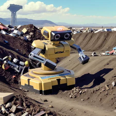 <lora:ROBXL:0.6> robot robxl digging in a landfill, (sign), ("E.T. Atari 2600"), (anime, masterpiece, intricate:1.3), (best quality, hires textures, high detail:1.2), (4k),(incredibly detailed:1.4),UHD, 8K, ultra detailed