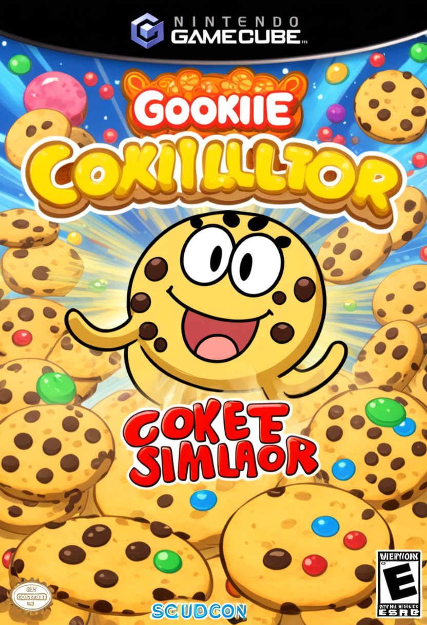 anime artwork <lora:GCNBoxArt:1> GCNBOXART, "cookie simulator", title, food_focus, no_humans, . anime style, key visual, vibrant, studio anime,  highly detailed