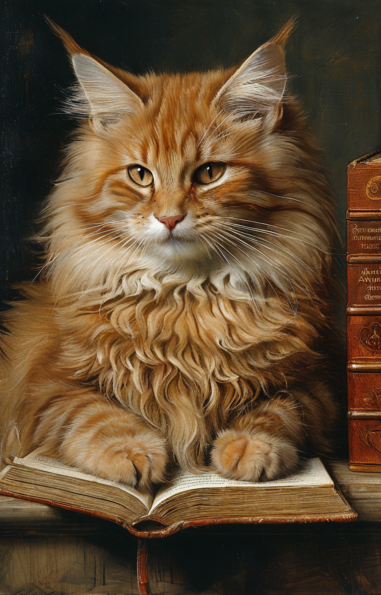masterpiece,best quality,<lora:tbh183-sdxl:0.8>,illustration,style of Albrecht Durer, cute Mainecoon cat and Abyssinian cat