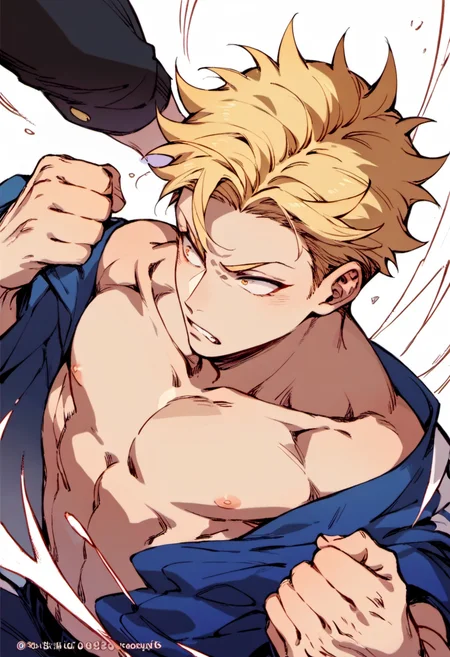 score_9, score_8_up, score_7_up, intricate details, rating_safe,
score_9, score_8_up, score_7_up, score_6_up,
A young man ,shirtless, fighting,punch,  schoolmates
<lora:Expressive_H:0.8>,
<lora:Hotcha:0.8>
<lora:lineartSDXL:1><lora:add-detail-xl:0.5>
 <lora:Black_and_white_vector_Pony:0.5>