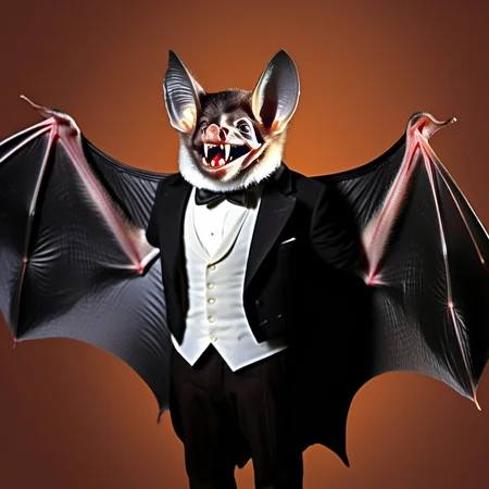 photorealistic, gentleman bats01 in a tuxedo face enhanced, wings no arms in the theatre district, in the style of <lora:bats01-xl:1>