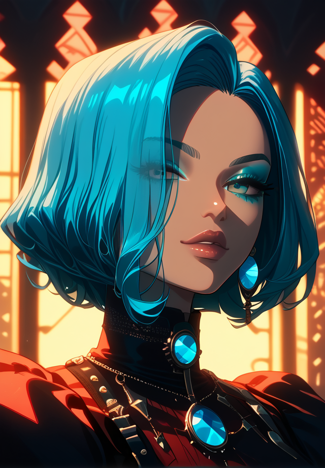 score_9, score_8_up, score_7_up, woman's profile picture, clean cut short aquamarine hair, rings around retinas, close-up, mouth closed, beautiful facial features, seductive, superior posture, subtle lighting, perfect image composition, <lora:GLSHS:1.0>