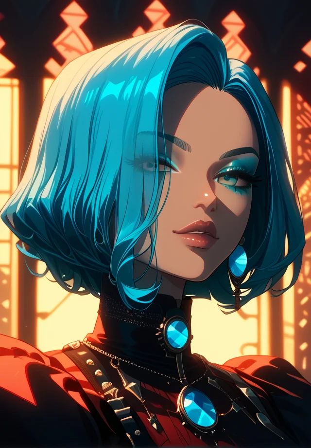 score_9, score_8_up, score_7_up, woman's profile picture, clean cut short aquamarine hair, rings around retinas, close-up, mouth closed, beautiful facial features, seductive, superior posture, subtle lighting, perfect image composition, <lora:GLSHS:1.0>