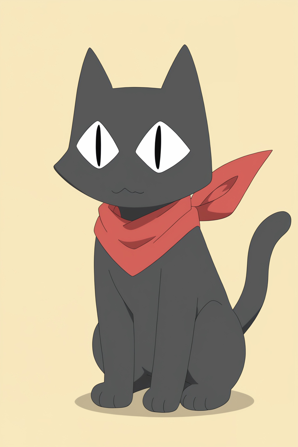 sakamoto, red scarf, cat, no humans, animal <lora:Nichijou PDXL:0.8>