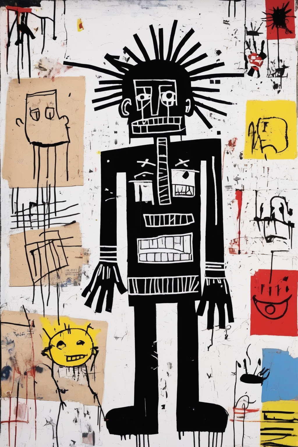 Jean-Michel Basquiat Style - make an artwork with the feeling of Basquiat's Untitled but with the style of street artist Banksy
