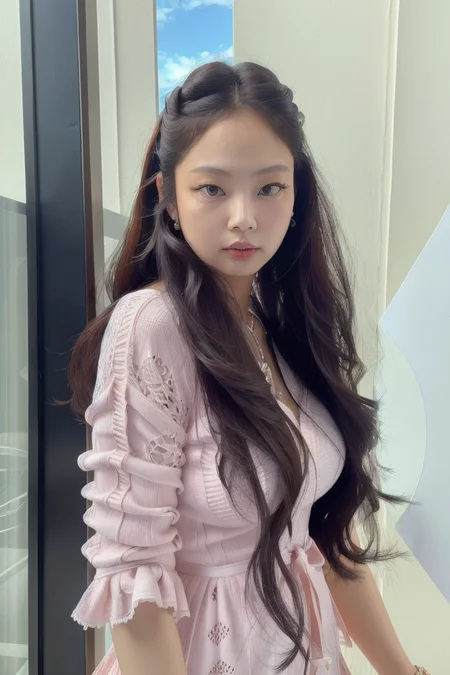 jennie, (looking_to_camera:1.1)
,best quality, realistic, photorealistic,ultra detailed,extremely detailed face
<lora:jennie-sd1.5-000004:0.8>
