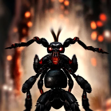 face of Tarantula Hawk , volumetric lighting, magical, ScaryMonstersV2