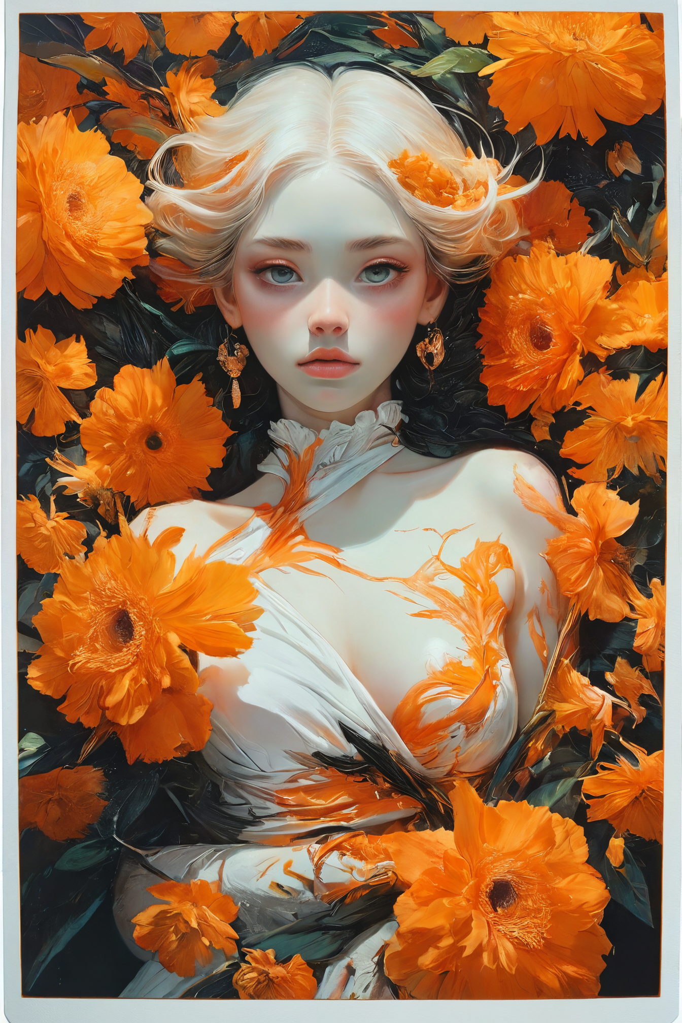 orange "The Personification of Mercy", it is Dreadful, in focus, Instax, exquisite color, magical composition, sharp focus, highly detail, located artistic, fine artistic composition, lush, polished