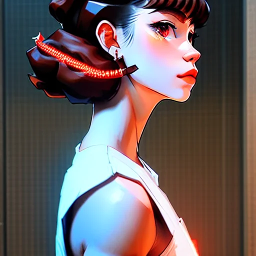 full body portrait of a beefy, spindly, Frightened police officer woman, Precious, envy, with auburn undercut wearing uchikake , digital art, trending on artstation, highly detailed, fine detail, intricate, outrun, vaporware